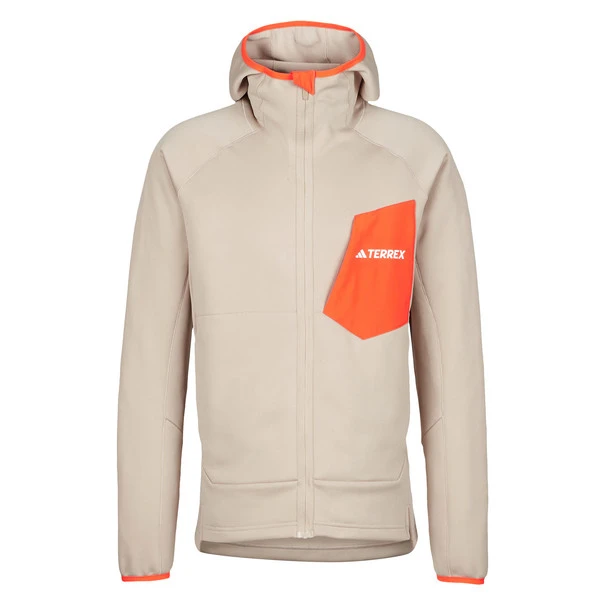 Adidas TERREX XPERIOR MEDIUM FLEECE HODDED JACKET Herren Fleecejacke WONDER BEIGE/SEMI IMPACT ORANG